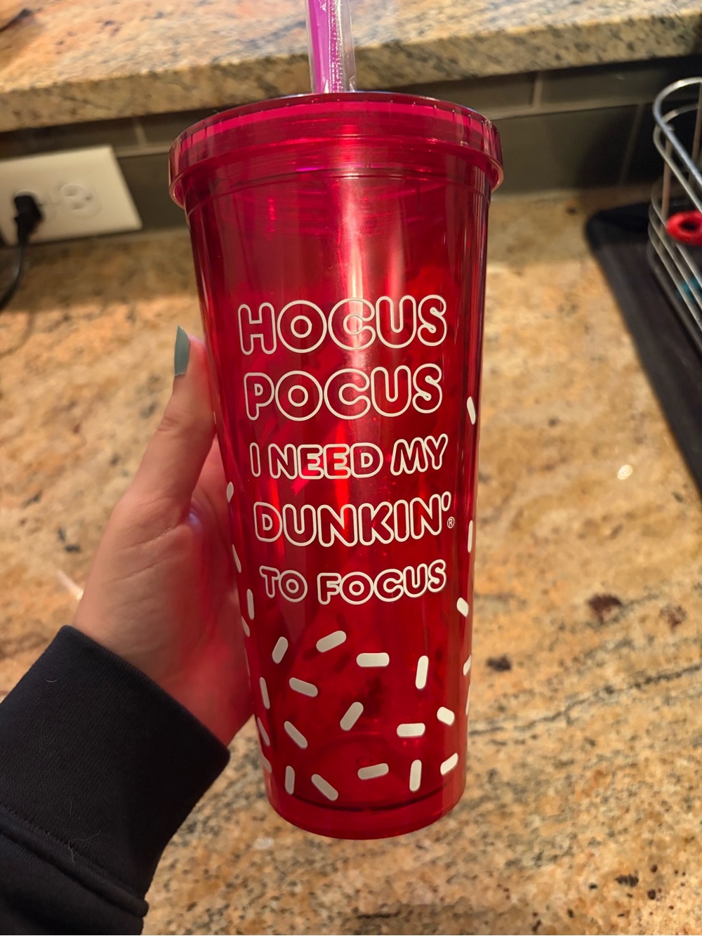 Dunkin' Pink Transparent Travel Tumbler Halloween